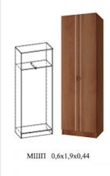 Шкаф Платьевой Марк ЛДСП- МШП Венге/Белфорт (Ш-600 х В-1900 х Г-440 мм)