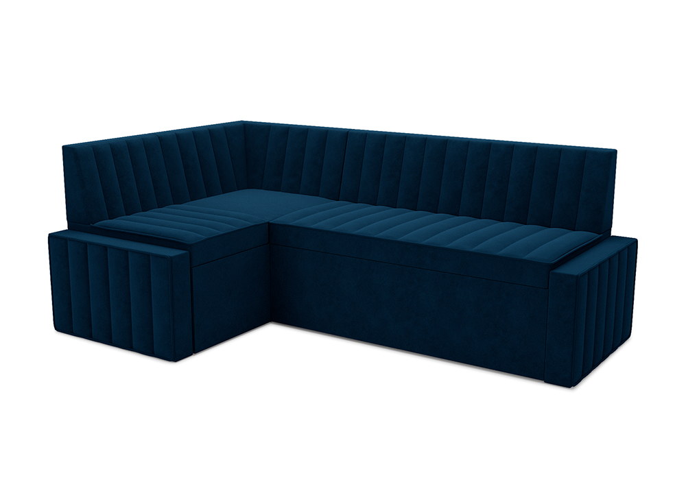 Кухонный угловой диван дельфин Вермут велюр темно-синий