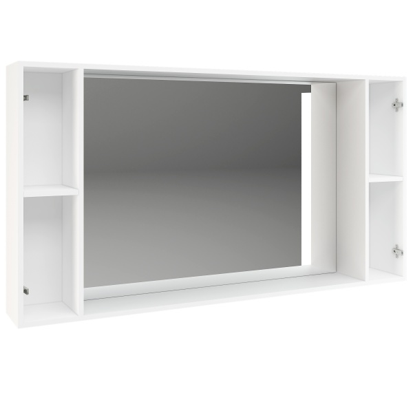 Зеркало с Полками Венесуэла МДФ/Жемчуг Глянец (Ш-1500 х В-800 х Г-220 мм)