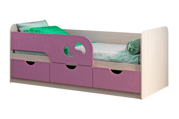 Кровать Минима Лего дуб атланта / лиловый сад