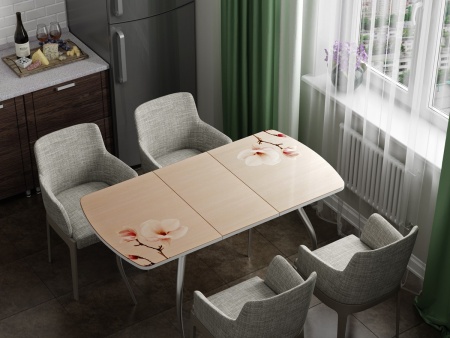 Стол Обеденный Раздвижной Бочонок Фотопечать (Ш-1100/1400 х Г-700 х В-760 мм)/Разные Цвета