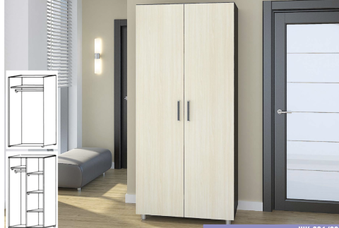 Шкаф 2-х Створчатый ШК-201-1 Комбинированный (Д-920 х В-2005 х Г-500 мм)/Разные Цвета